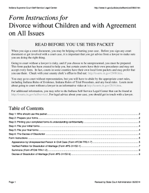 Indiana Divorce Agreement Form