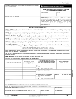 Monthly Certification of On-the-Job and Apprenticeship Training