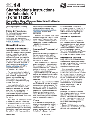 Shareholder's Instructions for Schedule K-1 (Form 1120S)