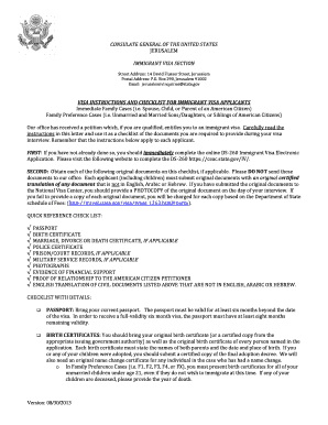 US Immigrant Visa Instructions and Checklist