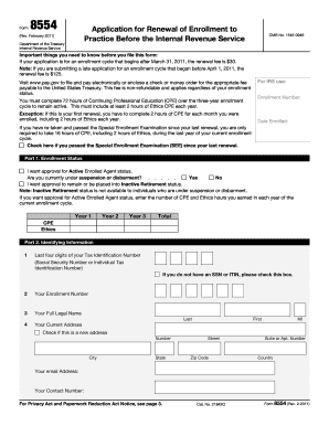 IRS Form 8554 Application for Renewal of Enrollment