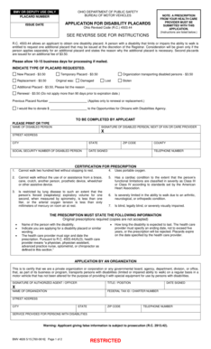 Ohio Disability Placard Application