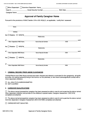 California Family Caregiver Home Approval Form