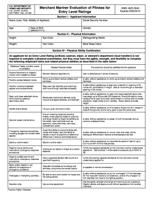 Merchant Mariner Evaluation of Fitness Form