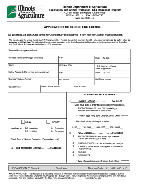 Illinois Egg License Application