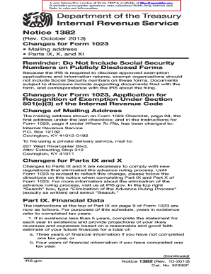 IRS Notice 1382 Form 1023 Changes