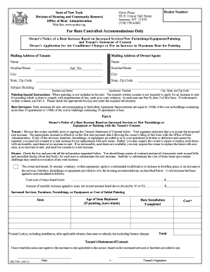 New York Rent Increase Notice and Application