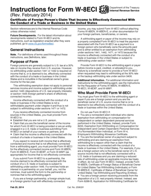Form W-8ECI Certificate