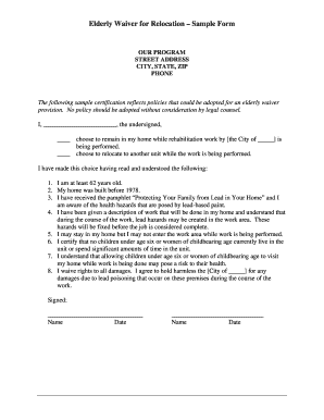 Elderly Waiver for Relocation