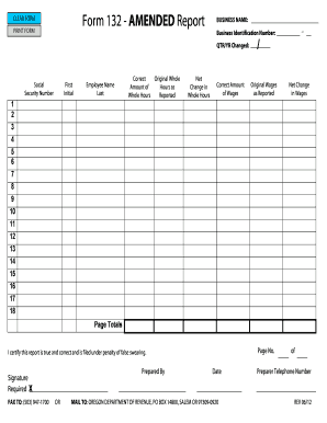 Oregon Amended Business Quarterly Tax Report