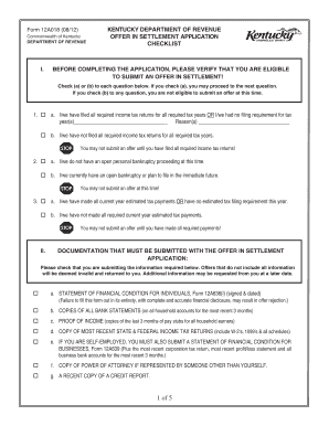 Kentucky Offer in Settlement Application