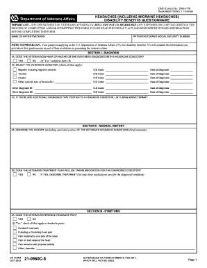VA Form 21-0960C-8 Headache Disability Benefits Questionnaire