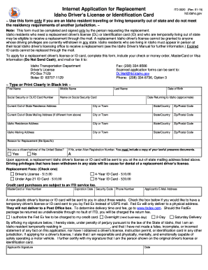 Idaho Driver's License Replacement Application
