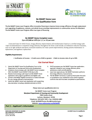 Be SMART Home Loan Pre-Qualification Form