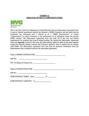 New York City DSBS Subcontract Agreement