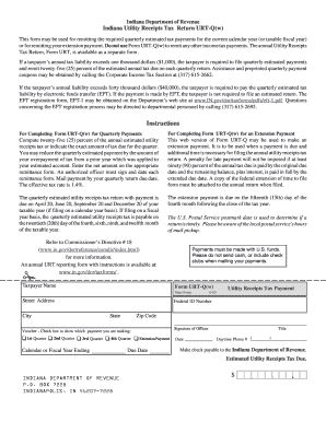 Indiana Utility Receipts Tax Return URT-Q(w)