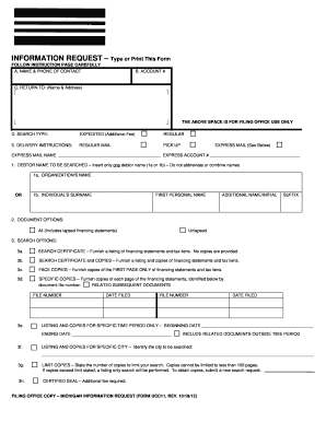 Michigan UCC11 Information Request Form