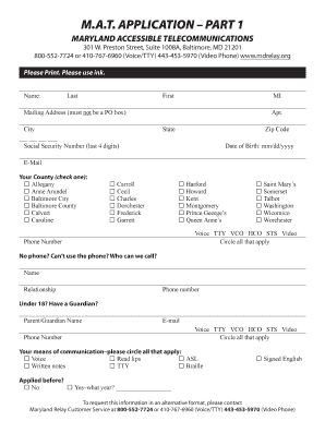 Maryland Accessible Telecommunications Application