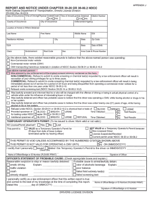 North Dakota DUI Report and Notice