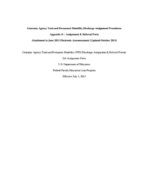 Total and Permanent Disability Discharge Assignment Form
