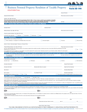 Texas Business Personal Property Tax Rendition Form