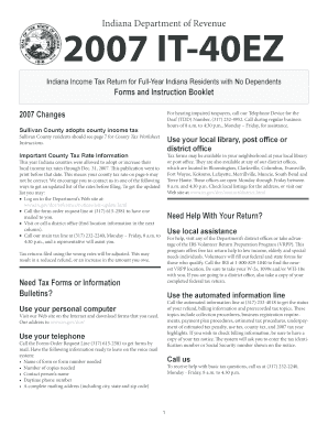 Indiana IT-40EZ Tax Return