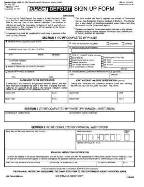 Standard Form 1199A Direct Deposit Sign-Up Form