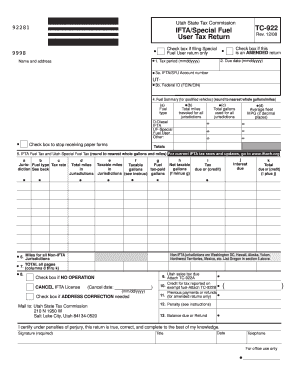 Utah IFTA/Special Fuel User Tax Return