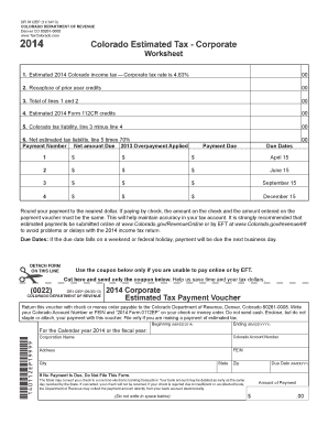 2014 Colorado Corporate Estimated Tax Form