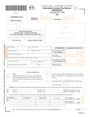 Hawaii Individual Income Tax Return