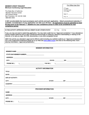 California MCLE Credit Request Form