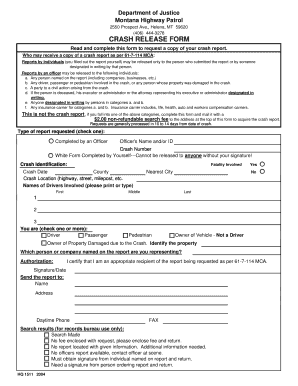 Montana Crash Report Request Form
