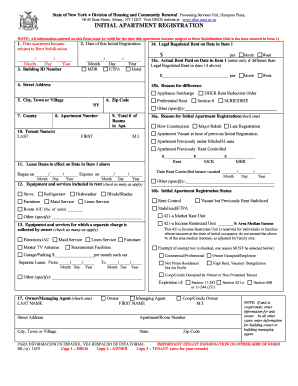 New York Initial Apartment Registration Form