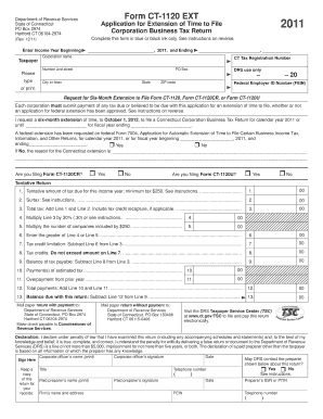 Connecticut Corporation Business Tax Extension Form CT-1120 EXT