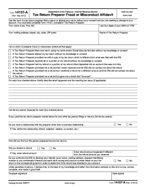 IRS Tax Return Preparer Fraud Affidavit