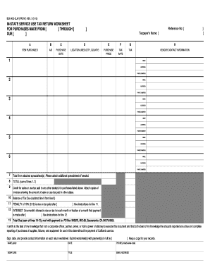 California In-State Service Use Tax Return Worksheet