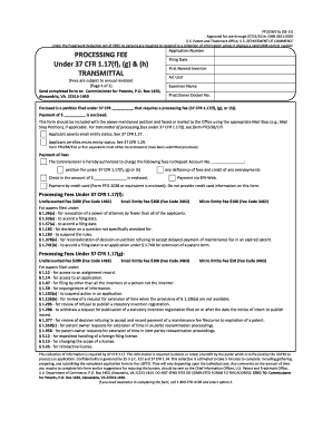 USPTO Patent Processing Fee Transmittal Form