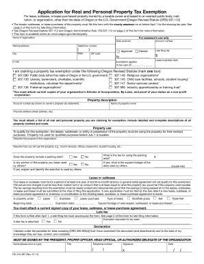 Oregon Property Tax Exemption Application