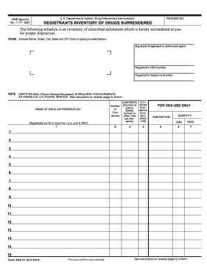 DEA Form 41 - Drug Surrender Inventory