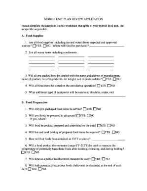Mobile Food Unit Plan Review Application