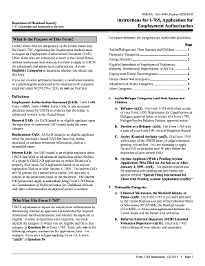 USCIS Form I-765 Application for Employment Authorization