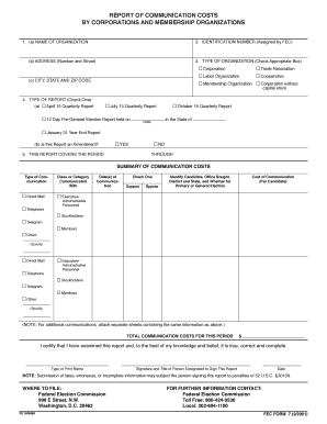 FEC Form 7 - Report of Communication Costs