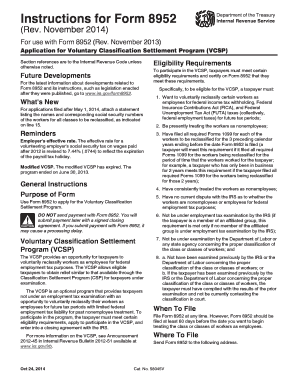 IRS Form 8952 Application for Voluntary Classification Settlement Program