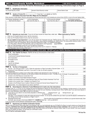 2011 Pennsylvania TeleFile Worksheet