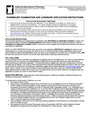 California Pharmacist Examination and Licensure Application