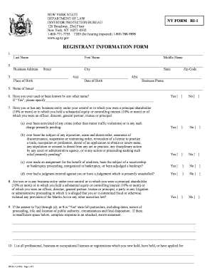 New York Investor Protection Bureau Registrant Information Form