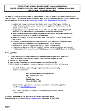 Workshop and Seminar Reimbursement Program Application