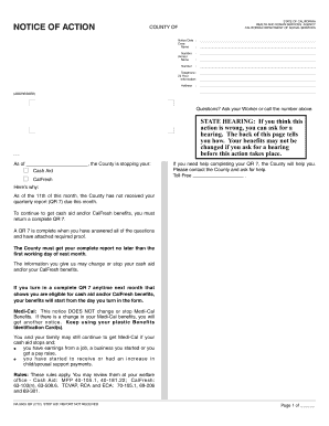 California Notice of Action for Cash Aid and CalFresh Benefits