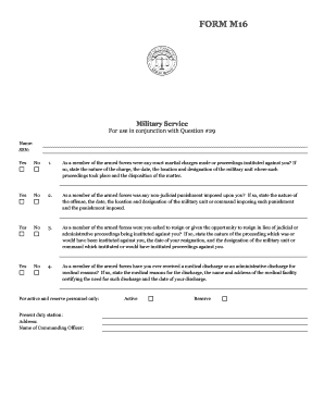 Military Service Form M16