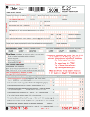 Ohio IT 1040 Individual Income Tax Return